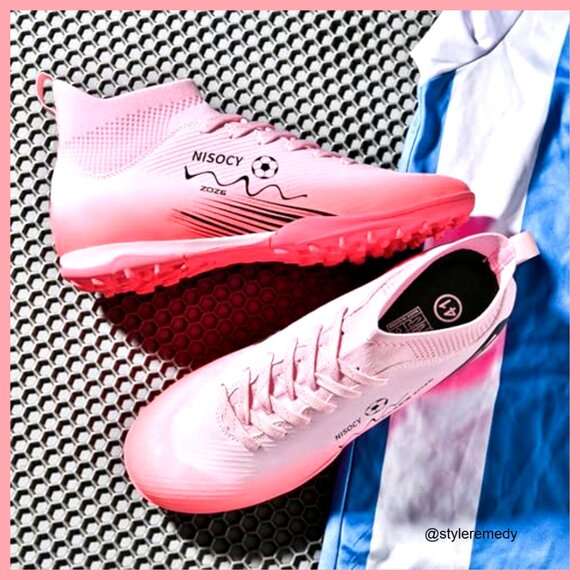 High-Top Soccer Cleats with Faux Leather Upper and Rubber Sole main image 7